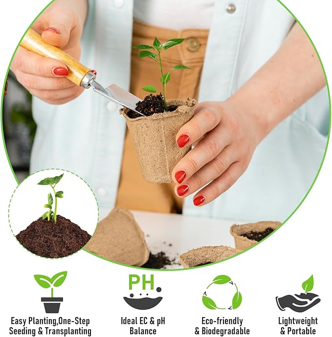 Riare 100 Pcs 30mm Organic Coco Coir Seed Starter Soil, Compressed Coconut Coir Potting Soil Mix for Seed Starting, Coconut Fiber Pellet for Planting Indoor & Outdoor Plants, Vegetables, Garden