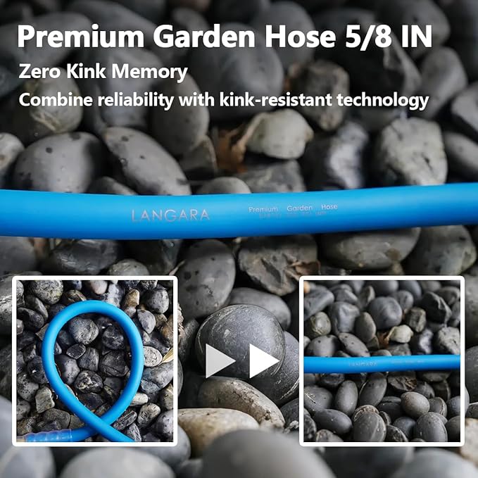 Heavy Duty Premium Garden Hose 75ft x 5/8", 300PSI Working, 1000PSI Burst, Hybrid Rubber Water Hose with Transparent Swivel Handle - Hot/Cold Water - Five Layered Braiding with Brass fittings (Blue)