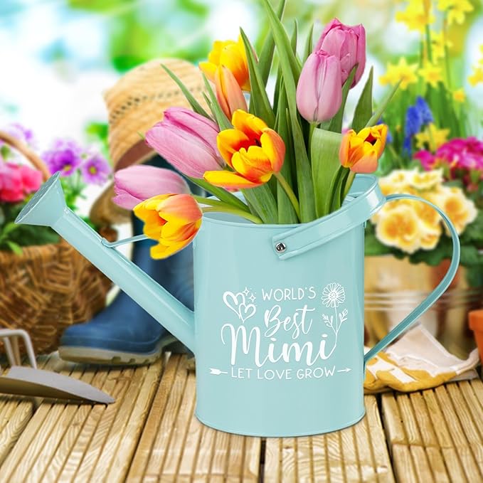Mimi Gifts for Mothers Day, Mothers Day Grandma Gifts for Mimi, Gardening Gift for Grandma from Grandkids Grandchildren, Garden Decor Metal Watering Can Birthday Presents for Grandma, Grandparent Gift
