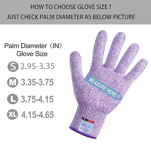 Cutting Gloves, 1 Pairs of Cut Resistant Gloves Food Grade, Cut Resistant Gloves for Kitchen, Oyster Shucking, Fish Fillet Processing, Carving Wood and Gardening(Medium-Violet)