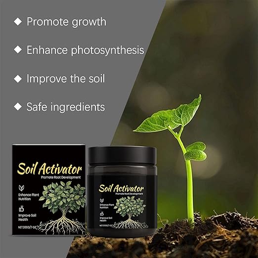 Soil Revitalizer, with Promotes Strong Roots, 200g, Lawn & Garden Soil Conditioner, Plant Food Enhancer, Concentrated Humic Acid Formula, for Lawn, Garden, Backyard, Farm, Courtyard, Balcony, Terrace