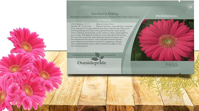 Outsidepride Pink Gerbera Seeds - 20 Pcs Perennial, Compact & Low Maintenance, Flower Seeds for Planting w/Vibrant Green Centered, Pink Blooms, Ideal for Garden Landscaping & Cut Flower Arrangements