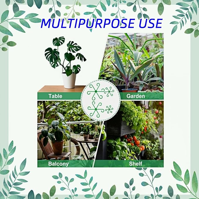 Plant Support Stakes 16-Pack, 4 Size Adjustable Green Gardening Stakes with Soft Clips, Sturdy Stem Supports for Indoor Outdoor Plants Like Monstera, Pothos, Tomatoes to Prevent Falling Over