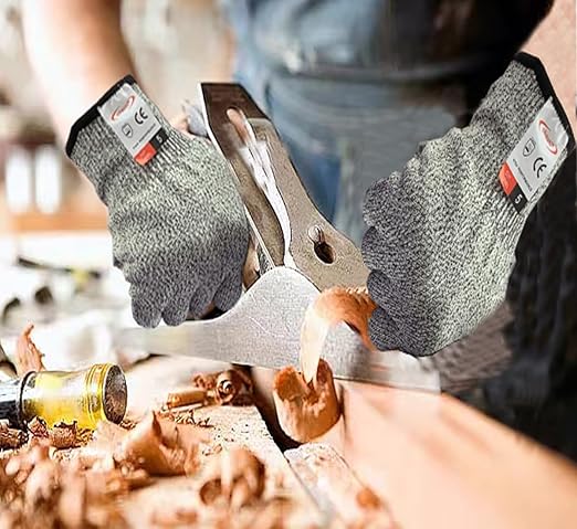 Cutting Gloves, 8 Pairs of Cut Resistant Gloves Food Grade, Cut Resistant Gloves for Kitchen, Oyster Shucking, Fish Fillet Processing, Carving Wood and Gardening(X-Large-Grey)