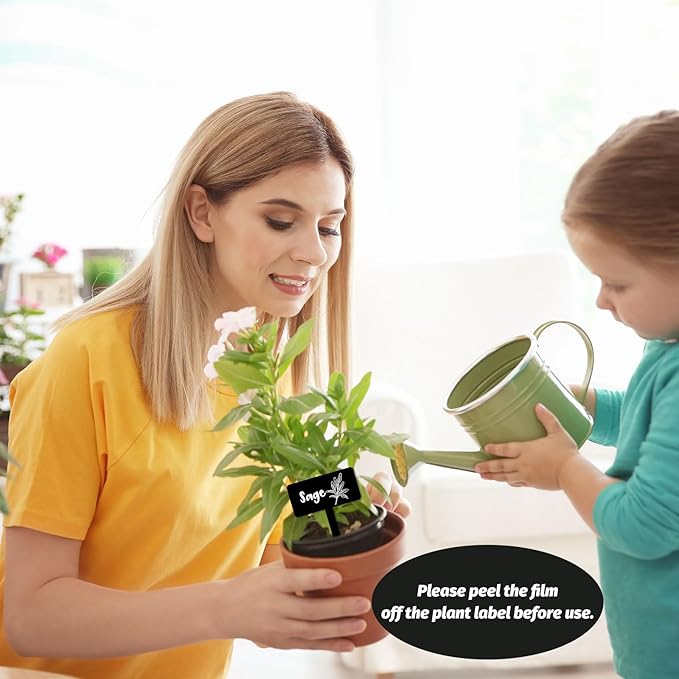 JarThenaAMCS 24Pcs Acrylic Plant Label Signs 12 Styles Garden Herb Markers Black Waterproof Reusable T-Type Tags Plant Stake Tags with Names for Nursery Indoor Outdoor Garden Decor