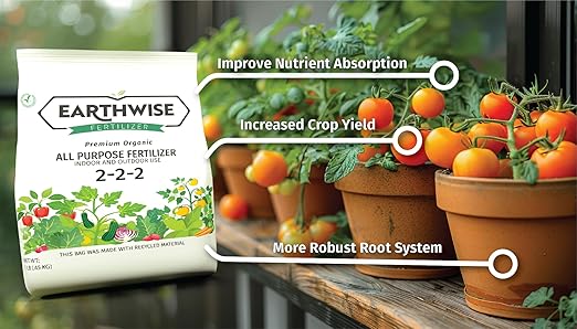Ohio Valley Seed & Supply Earthwise Premium Organic All Purpose Fertilizer, 2-2-2, 1 lb Plant Food and Indoor/Outdoor Garden Fertilizer, All-in-One, Instant and Slow Release Formula