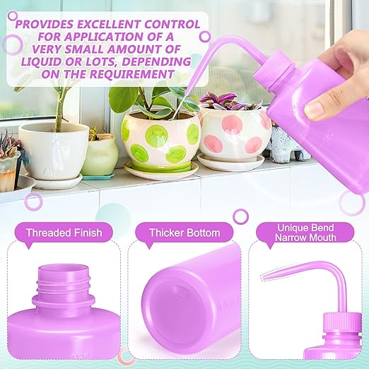 Valchoose 250ML Premium Tattoo Bottle for Extensions, 8.5oz Tattoo Squeeze Bottle No Need to Squeeze Hard, Easy to Carry Eyelash Rinse for Eyelashes, Cleaning(Translucent Purple)