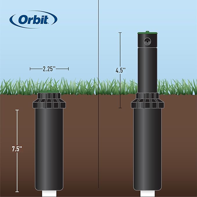 Orbit Voyager II Professional Pop-Up Gear-Drive Rotor Sprinkler | 3/4" Inlet | Adjustable 40-360° Pattern | 35-55 ft Coverage Range | Includes Adjustment Key | Model 91561