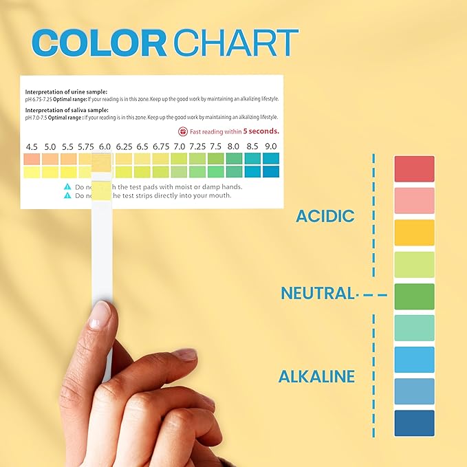 One Step pH Test Strips for Urine & Saliva Testing (4.5-9.0), 100 pH Strips, Test Alkaline & Acid Levels in The Body, Body pH Test Kit, Highly Accurate Results in Seconds, Home Health Tests