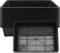 14 Pack 15 x 12 Inch Seed Starter Trays, Plastic Garden Mesh Bottom Plant Germination Trays, Black Growing Tray for Seedling, Microgreen, Soil Blocks, Wheatgrass, Hydroponic and Fodder Systems