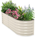 Aoodor 60"" L x 15"" W x 17"" H Galvanized Raised Garden Bed, Durable Half Moon Outdoor Planter Box for Vegetables, Flowers, and Herbs, Beige
