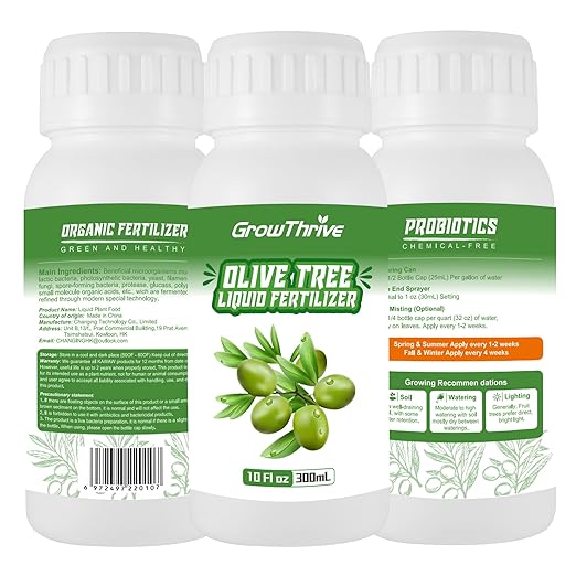 Olive Tree Fertilizer for All Olive and Oleaceae Trees, Liquid Plant Food for Fruit Trees Lush Foliage, Strong Roots, and Plump Olive Fruits, Nutrient-Rich Formula, 10oz