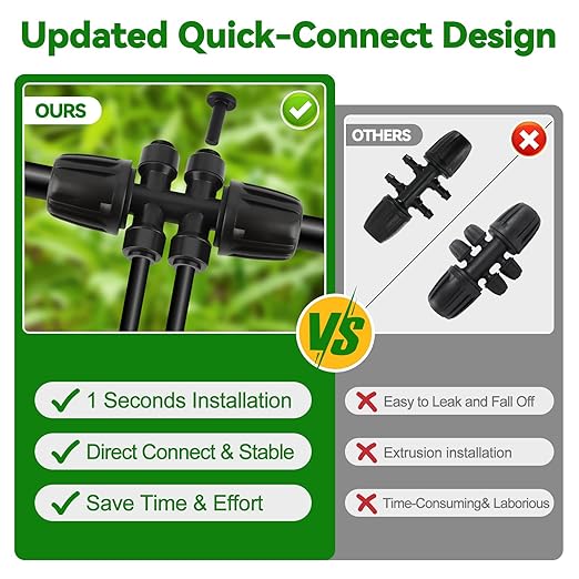 Kalolary 8Pcs 1/2'' to 1/4'' Drip Irrigation Fittings with 6Pcs Plugs, Drip Irrigation Part for 12/16mm to 4/7mm Tube Locked Barbed 6 Hose Connectors Splitter Fitting for Warter Irrigation System