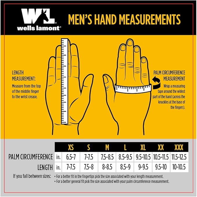 Wells Lamont Men's Heavy Duty Leather Palm Work Gloves with Safety Cuff, Small (4000S)