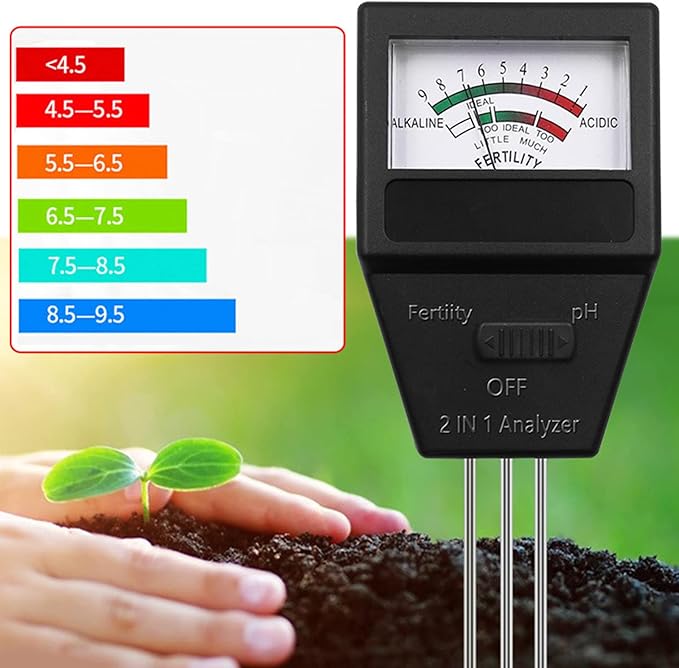 Soil PH Fertility Meter with 3 Probes for Garden Farm Lawn Outdoor & Indoor