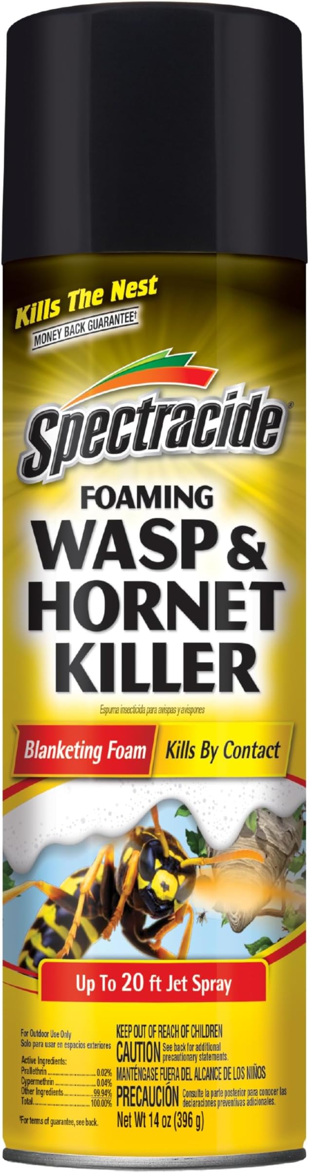 Spectracide Foaming Wasp & Hornet Killer, Blanketing Foam Kills by Contact, 14 Ounces
