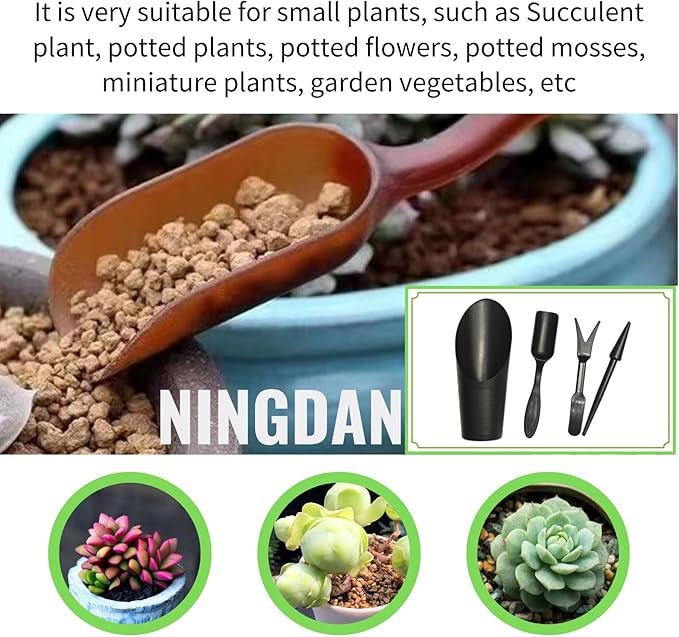 Garden Shovel Hand Tools Transplanting Potting Bonsai Soil Scoop Plastic Succulent Kits,Mini Garden Plant Care Shovel Soil (Black)
