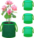 Pond Planting Bags with Handles, Aquatic Pond Lily Planter Reusable Water Gardens Plant Mesh Pots Green Round Pond Plant Basket for Aquatic, Marsh, Bog, Garden, Terrestrial Plants (4 Pcs)