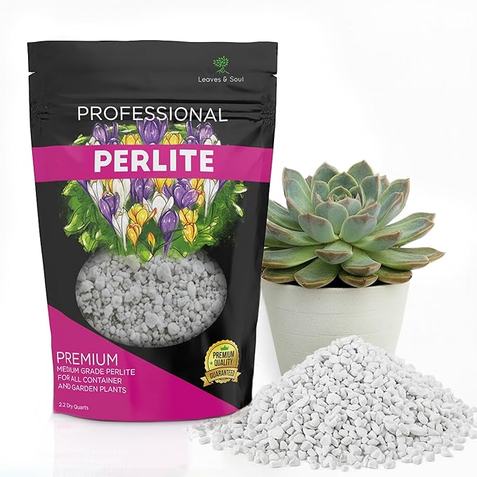 Professional Perlite for Plants 2.2 Quarts, Medium Grade Perlite Soil Additive for Indoor Outdoor Plants, Perlite for Gardening, Lightweight pH Neutral Soil Amendment, Made in USA