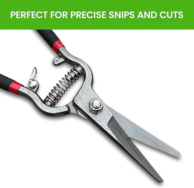 Garden Guru Classic Bypass Pruning Shears Clippers – Heavy Duty Forged Steel Garden Pruners – Safety Lock – Non Slip Comfort Grips – Cuts up to 1” Diameter – Professional Bypass Pruners (2 Pack)