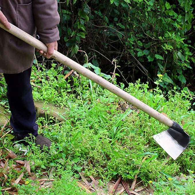 DOITOOL Heavy Duty Garden Hoe Tool Solid Steel Hand Hoe for Weeding Digging Soil Loosening and Planting in Backyard and Farm