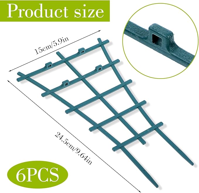 6PCS Small Trellis for Potted Plants, 9.6x5.9in Stackable Plant Trellis Indoor for Climbing Plants Plastic Superimposed Potted Plant Support for Houseplant Pothos Flower Vines Vegetable Ivy