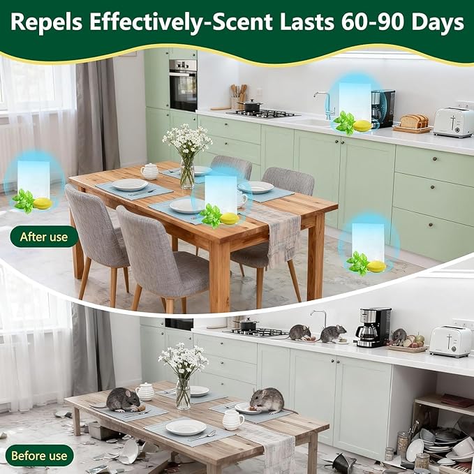 【𝐇𝐢𝐠𝐡𝐥𝐲 𝐄𝐟𝐟𝐞𝐜𝐭𝐢𝐯𝐞】 Mouse Rodent Repellent – Peppermint Lemon Oil Rodent & Insect Repellent Balls 24 Pack, Plant-Based Deterrent for Mice, Rats, Roaches & Bugs, Indoor & Outdoor Use