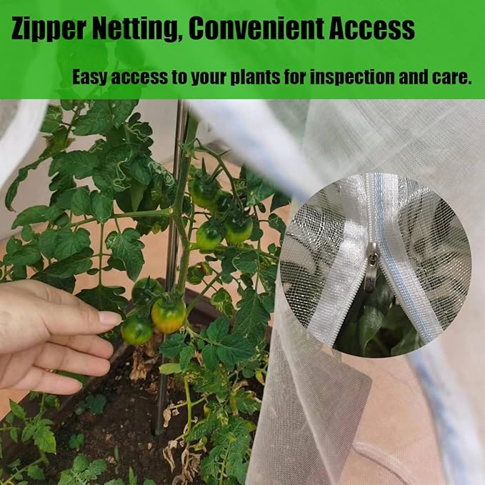 Gardtree 2 PCS 6.5 x 7.8 FT Bird Insect Barrier Fruit Tree Netting, Upgrade Design with Double Zipper, Plant Protectors from Animals, Garden Plant Cover Mesh for Blueberry Bush Flower Tomato Flower