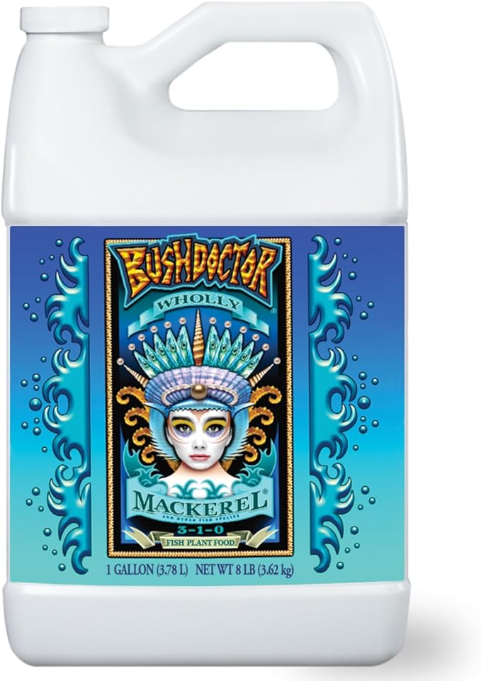 Bush Doctor Wholly Mackerel Fish Fertilizer - Organic Liquid Fertilizer Supports Vigorous Growth, Designed for Fast Nutrient Uptake - 3-1-0 Formula, Ideal for In-Ground & Container Garden - 1 Gallon