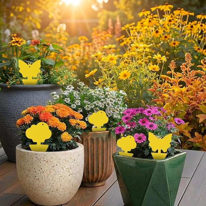 100 Pcs Sticky Traps for Fungus Gnat (Plants), Fruit Fly, Whitefly, and Fly, Yellow Sticky Insect Catcher Traps for Indoor/Outdoor, Kitchen, and Plants, High-End Glue, Non-Toxic, Yellow