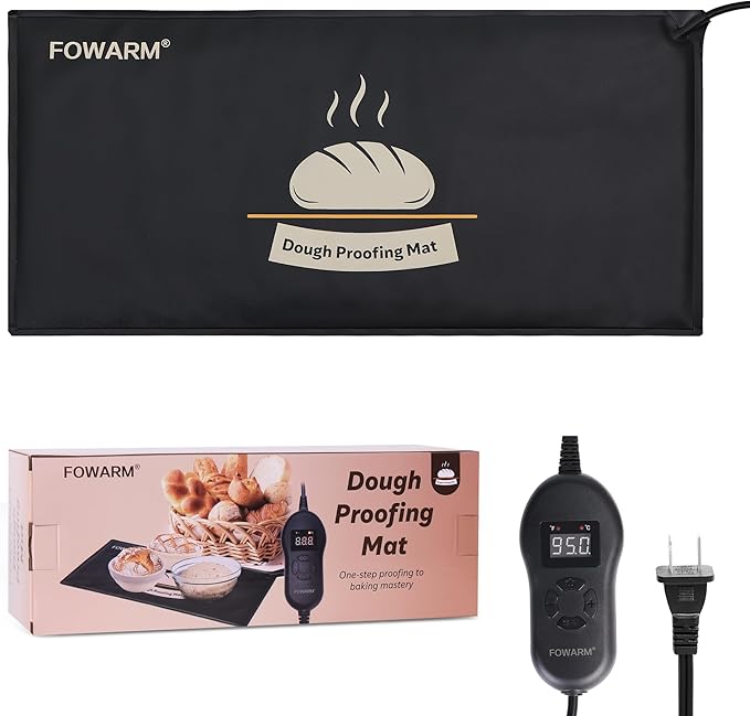 Sourdough Proofing Mat for Home Baking, Thermostat Controlled Sourdough Starter Warmer, 10"x20" Timer Dough Warming Pad, Adjustable Temperature Heating Mat for Dough Riser and Fermentation, 40W