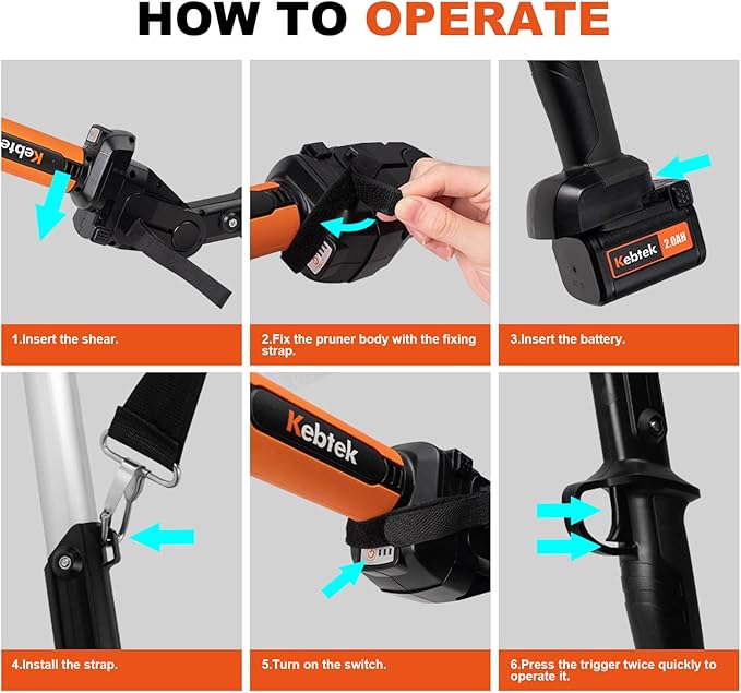 2 In 1 Electric Pruning Shears 40MM, Kebtek Cordless Pruner with Extension Pole 21V Brushless Motor 2Pack 2AH Rechargeable Battery-LCD Display Screen (KT940 Pruner+Pole Set)