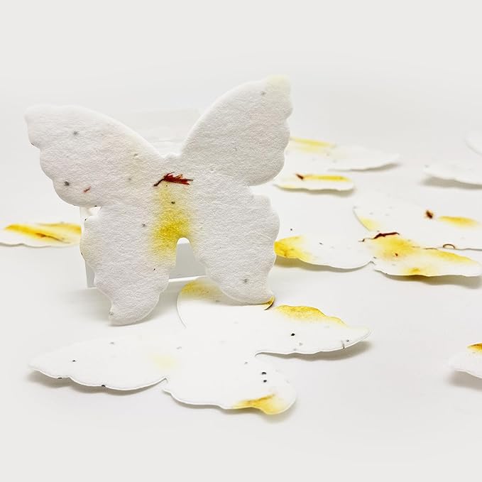 50pcs Large Yellow Butterfly Seed Paper – Plantable & Writable Wildflower, Gift for Mom This Mother’s Day, Use for Shower Favors, Weddings, Party Favors or Life Events