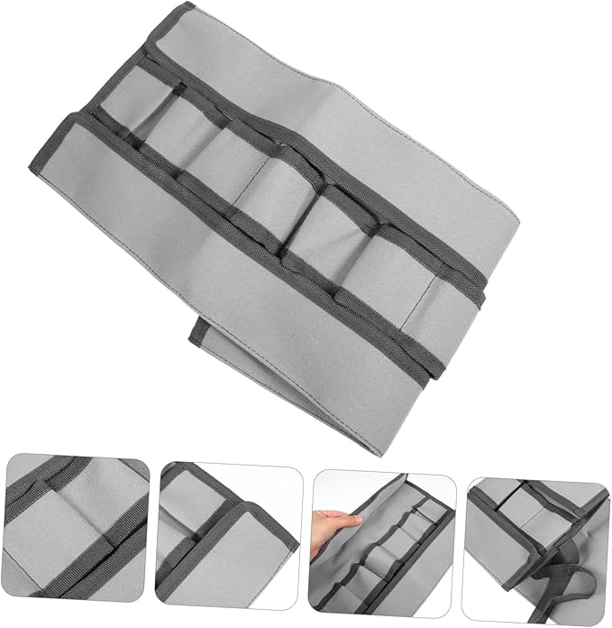 1pc Canvas Gardening Tool Storage Bag Rolling Tool Organizer for Home and Holder for Shovels Scissors and More Gray