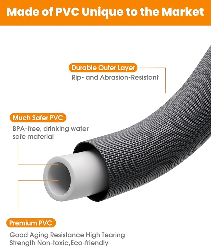 50 FT Garden Hose, Non-Expanding Water Hose, Ultra Flexible, Burst-Resistant, Kink-Free, High-Pressure Garden Hose for Easy All-Weather Use on Lawns, Gardens, and Outdoor Cleaning