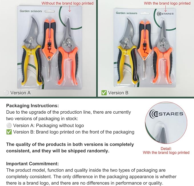 3 Pack Stainless Steel Garden Shears Pruning Set, Bypass, Serrated, and Straight Blade Scissors for Trimming Flowers, Branches, Stems - Perfect Pruners for Gardening & Plant Care