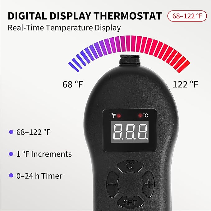 Sourdough Proofing Mat for Home Baking, Thermostat Controlled Sourdough Starter Warmer, 10"x20" Timer Dough Warming Pad, Adjustable Temperature Heating Mat for Dough Riser and Fermentation, 40W