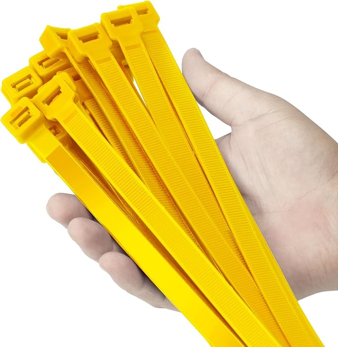 24 inch Yellow Zip Ties Heavy Duty 50 PACK, 250 LBS Ultra Exclusive Strong Plastic Wire Ties, Large Cable Ties Extra Long Tie Wraps, Indoor and Outdoor UV Resistant