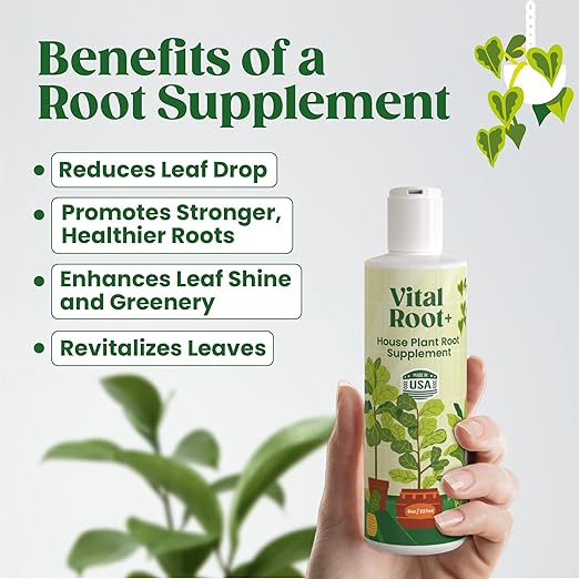 Root Rot Treatment & Plant Transplant Shock Recovery – Liquid Supplement for Indoor Plants, Fiddle Leaf Fig, Monstera & Pothos | Heals Roots, Prevents Brown Spots & Leaf Drop, 8 oz – Vital Root+