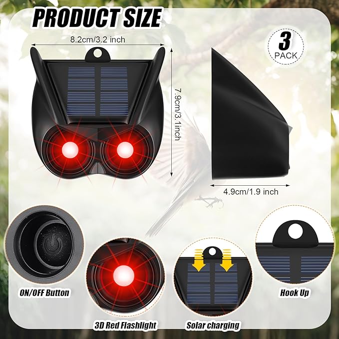 Qualirey 3 Pack Solar Animal Repellent Nocturnal Predator Control Light Animal Repellent for Coyote, Raccoon, Deer, Skunk Outdoor Predator Deterrent Devices for Garden Yard Farm Chicken Coop