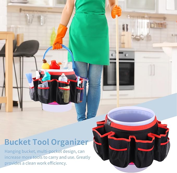 Bucket Cleaning Tool Organizer,Wash Tool Caddy 5-Gallon Organizer,5 Gallon Bucket Holder Cleaning Supplies for Housekeeping