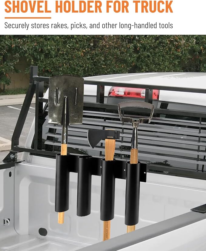 4-Hole Shovel Holder Mount for Truck Bed Trailer Landscape Hand Tool Rack Organizer for Trimmer Rake Utility UTV Accessories