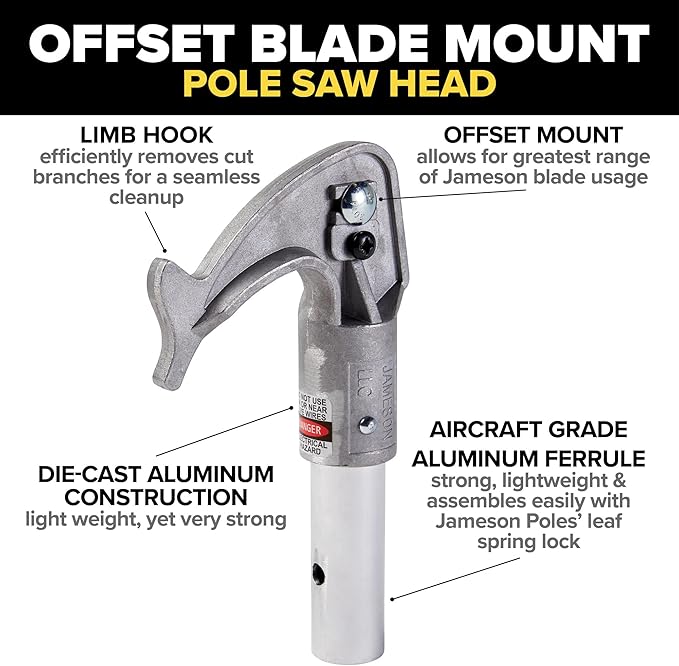 Jameson PS-3FPS1 Tri-Cut Pole Saw Head Kit, 13-Inch Barracuda Blade, Converts Extension Poles for Precise Tree Trimming and Pruning