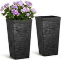 VEVOR Set of 2 Tall Planters for Outdoor Plants 23inch, Black Tall Planter for Indoor Plants, Modern Planters for Front Porch Patio Balcony, Plant Container Flower Pots with Built-in Drainage