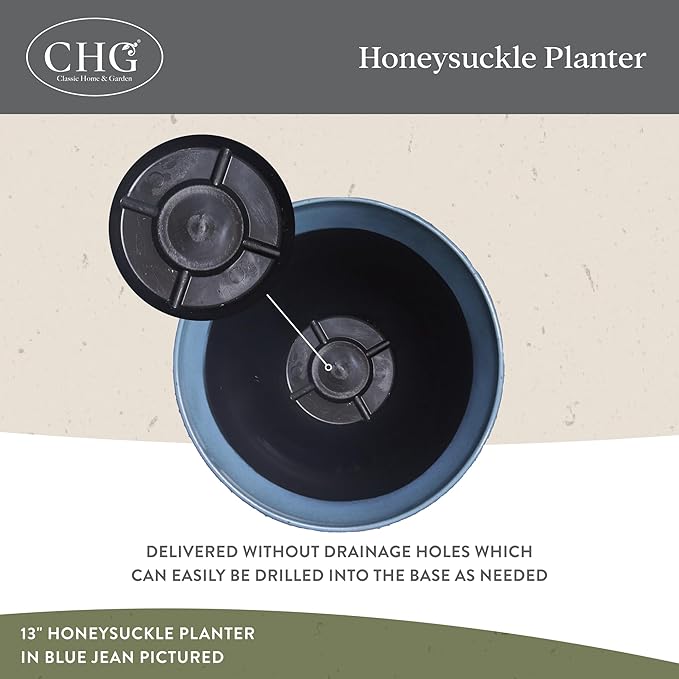 Classic Home and Garden Honeysuckle Resin Planters - Lightweight Indoor & Outdoor Plant Pots - UV-Resistant Plastic Flower Pots - Pot Planters for Flowers & Herbs (15" Distressed Copper)