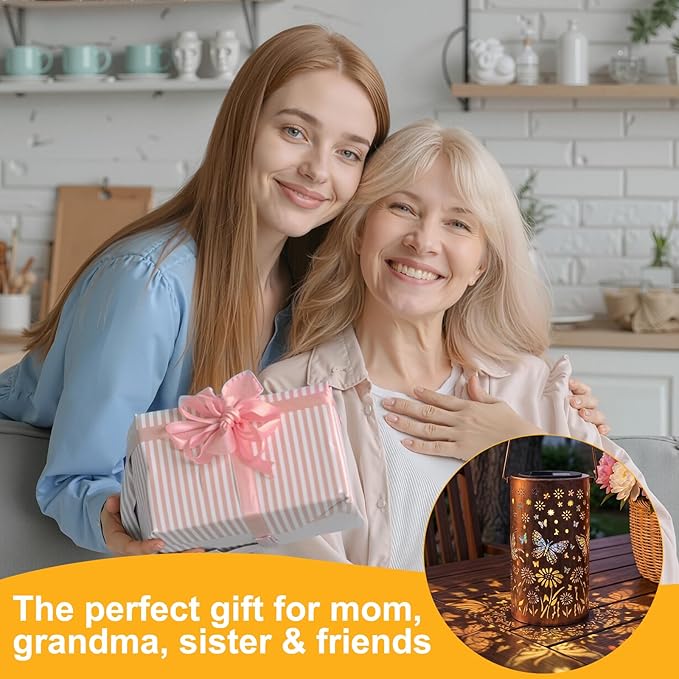 ZKLILI Mothers Day Gifts for Mom,Colorful Butterfly Solar Lanterns Outdoor Waterproof Garden Decor Gifts for Women Mom Grandma Hanging Garden Decoration for Yard, Patio, Backyard, Porch for Gift