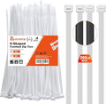 12"─-shaped & V-shaped double-sided tooth zip ties white. ─: 100lbs, V: 200lbs tensile strength. Heavy-duty, self-locking, adjustable, durable nylon ties for indoor/outdoor use. (40V+60─)