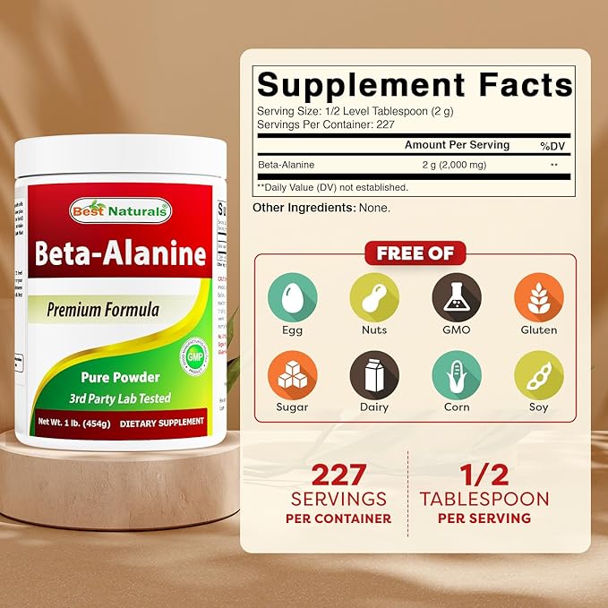 Best Naturals Beta Alanine Pure Powder 1 Pound (1 LB (Pack of 2))