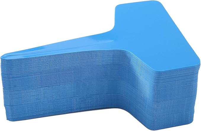 100 Pcs T-Type Plant Labels with a Gel Pen, Waterproof Nursery Plant Tags Plastic Garden Markers, Blue, 6 x 10cm