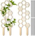 2 Pcs Indoor Plant Trellis for Climbing Plants, 16" Wooden Small Trellis Hexagon Potted Plant Trellis with 10 Pcs Black Cable Ties for Vine Flower Stem Support Accessories(Honeycomb)